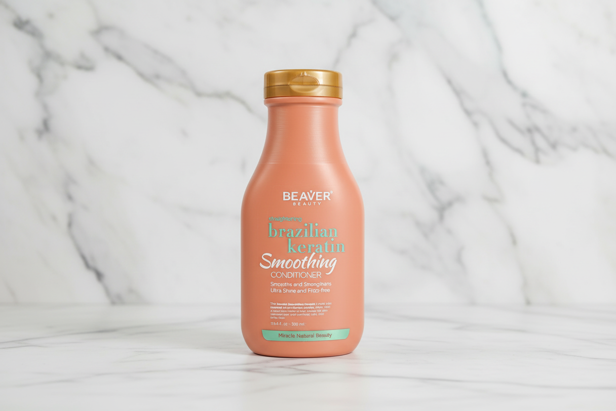 Beaver Beauty Brazilian Keratin Smoothing Conditioner on marble