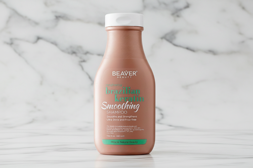 Beaver Beauty Brazilian Keratin Smoothing Shampoo on marble