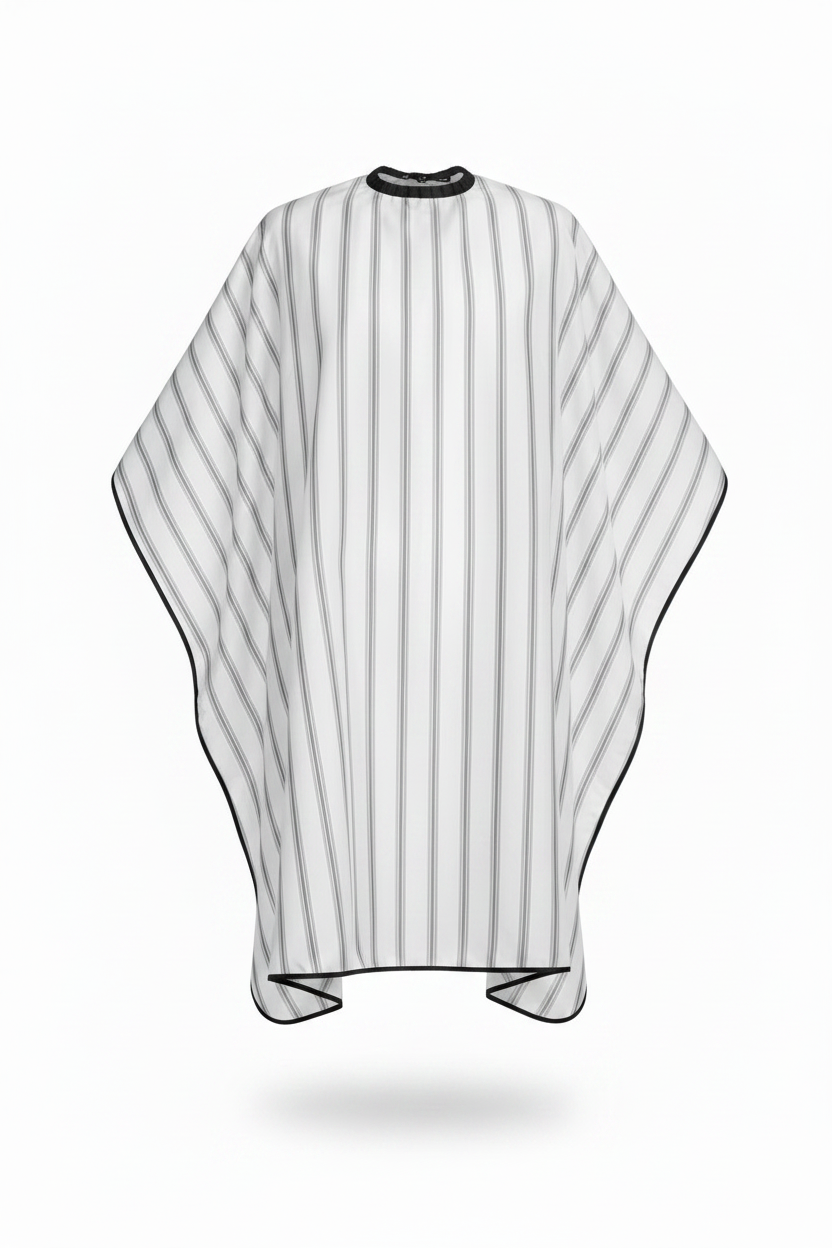 Striped Barber Cape Standing No Logo